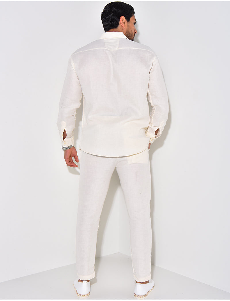 Ensemble pantalon et chemise manches longues en coton