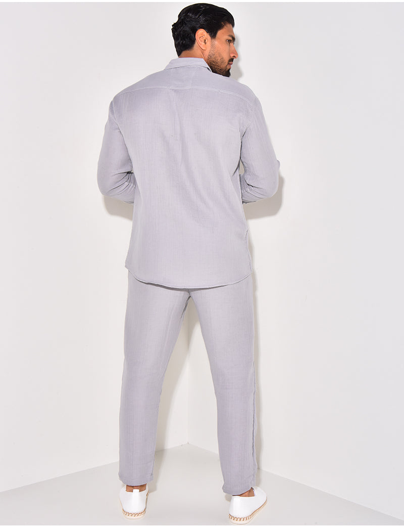 Ensemble pantalon et chemise manches longues en coton