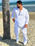 Ensemble pantalon et chemise manches longues oversize en coton