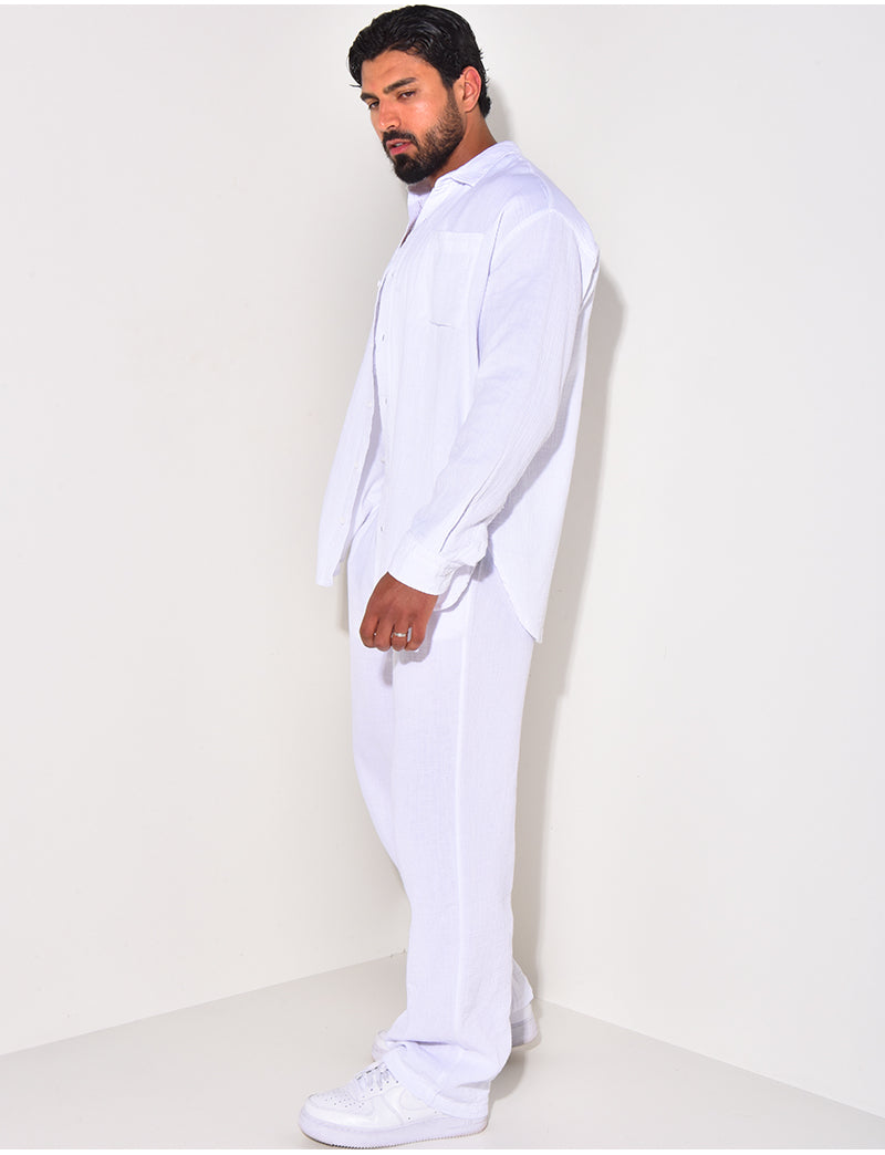 Ensemble pantalon et chemise manches longues oversize en coton