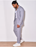 Ensemble pantalon et chemise manches longues plissé