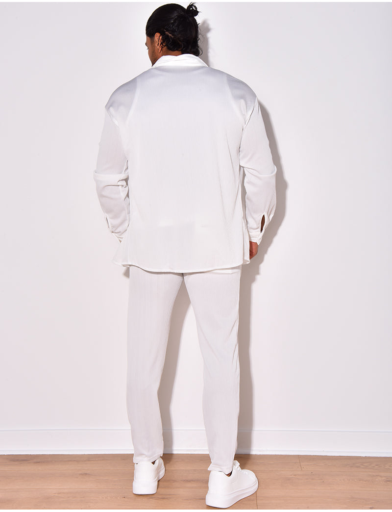 Ensemble pantalon et chemise manches longues plissé