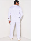 Ensemble pantalon et chemise manches longues texturé
