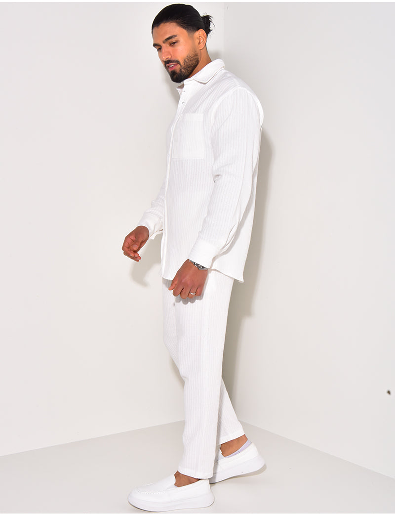 Ensemble pantalon et chemise manches longues texturé