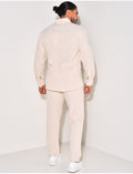 Ensemble pantalon et chemise manches longues texturé