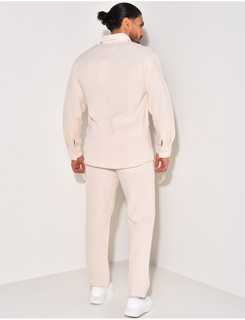 Ensemble pantalon et chemise manches longues texturé