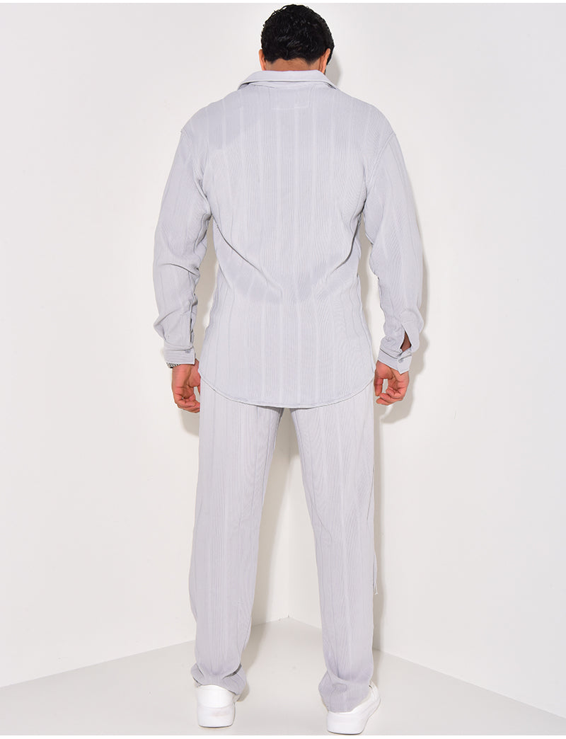 Ensemble pantalon et chemise manches longues texturé