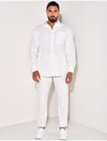 Ensemble pantalon et chemise manches longues texturé