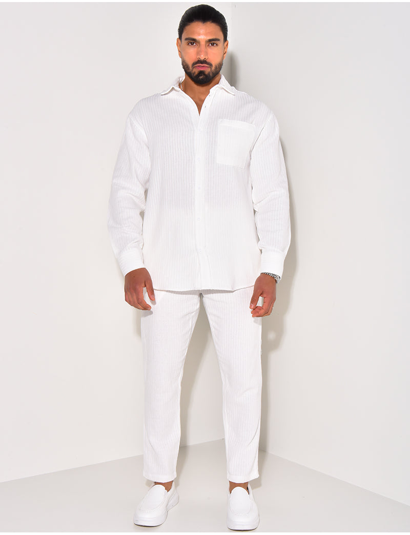 Ensemble pantalon et chemise manches longues texturé
