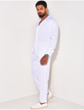Ensemble pantalon et chemise manches longues texturé