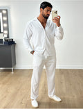 Ensemble pantalon et chemise manches longues texturé