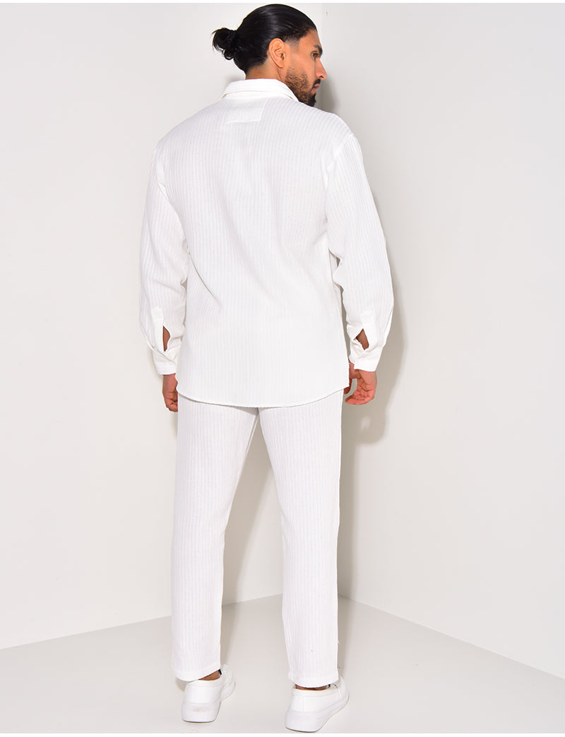 Ensemble pantalon et chemise manches longues texturé