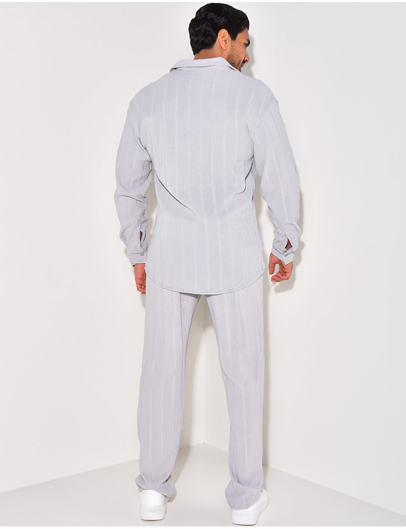 Ensemble pantalon et chemise manches longues texturé