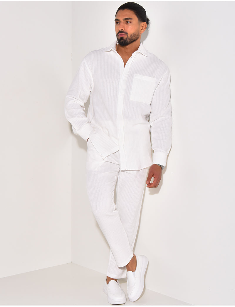 Ensemble pantalon et chemise manches longues texturé