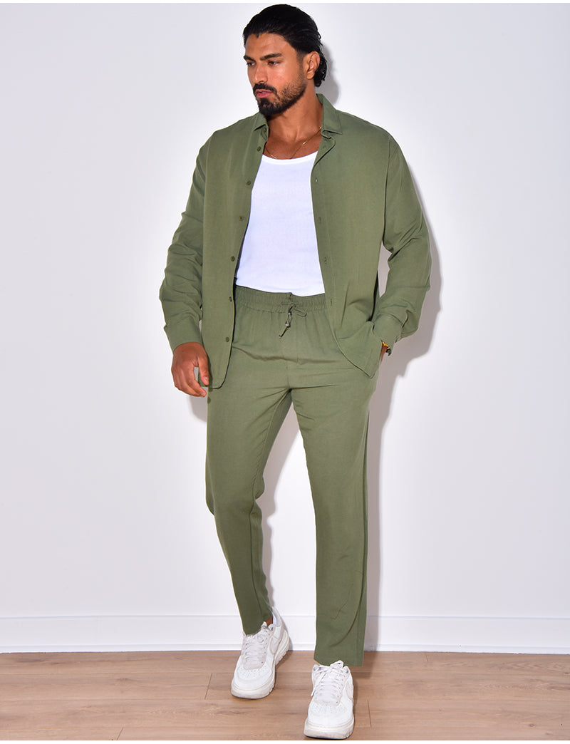 Ensemble pantalon et chemise manches longues