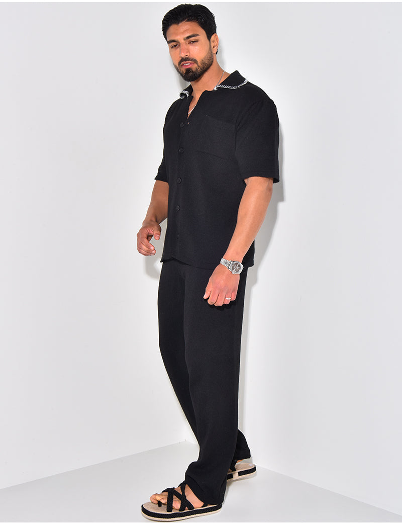 Ensemble pantalon et chemise manches longues
