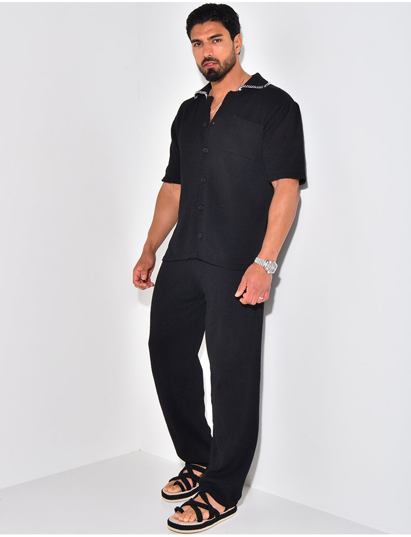 Ensemble pantalon et chemise manches longues