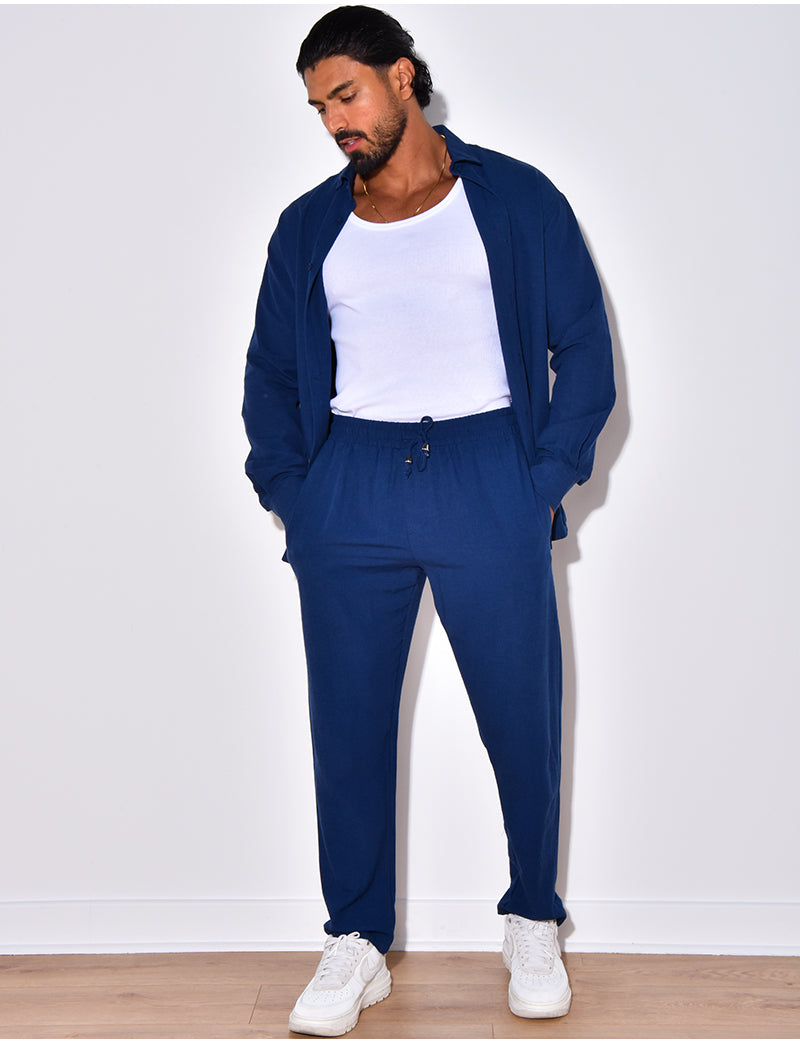 Ensemble pantalon et chemise manches longues