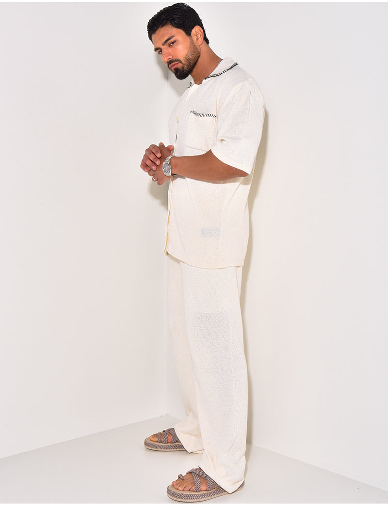 Ensemble pantalon et chemise manches longues