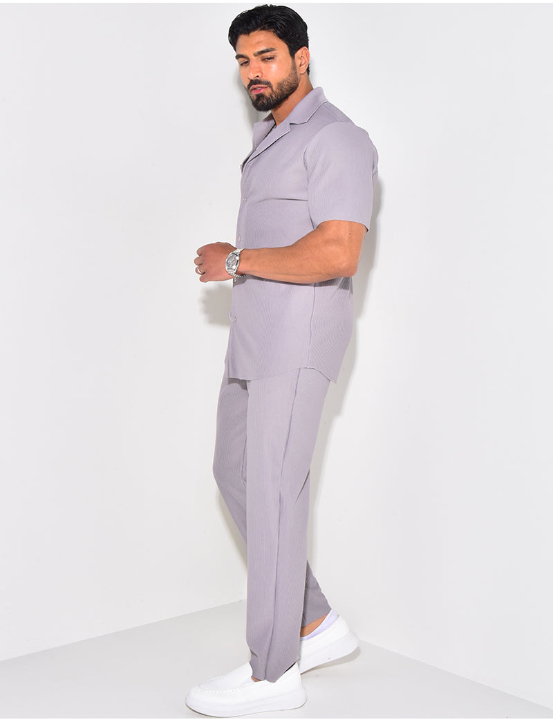 Ensemble pantalon et chemise plissé