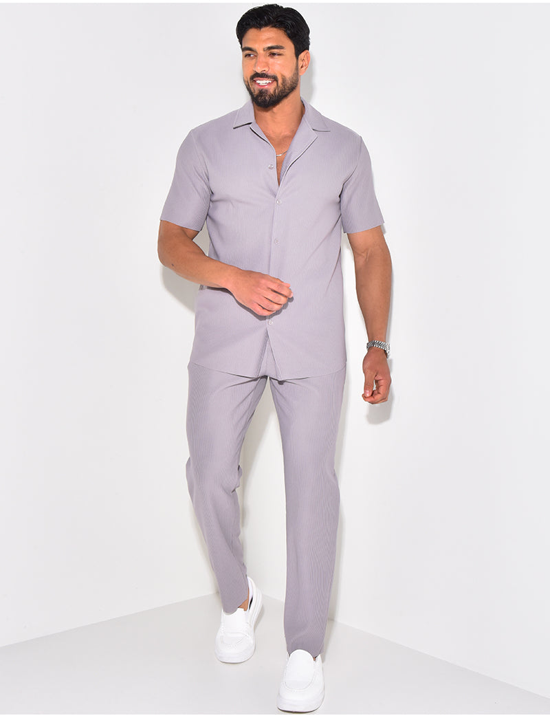 Ensemble pantalon et chemise plissé