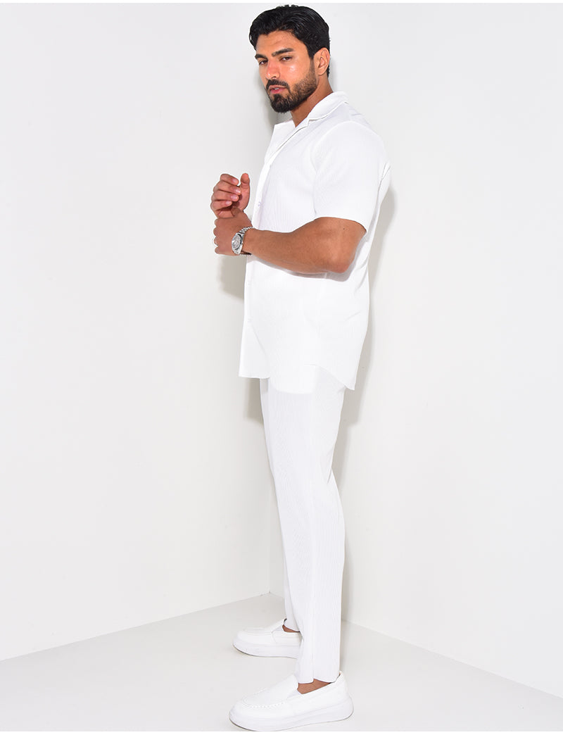Ensemble pantalon et chemise plissé