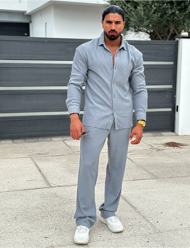 Ensemble pantalon et chemise plissé