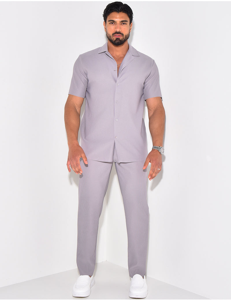 Ensemble pantalon et chemise plissé