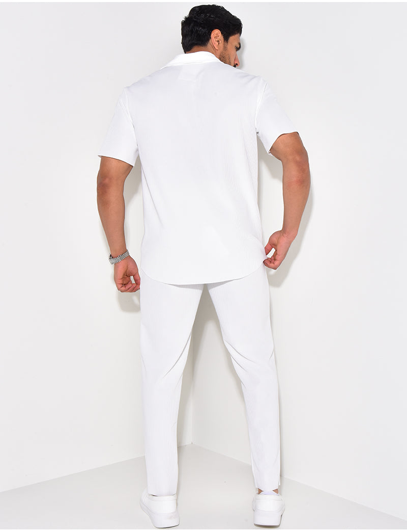 Ensemble pantalon et chemise plissé