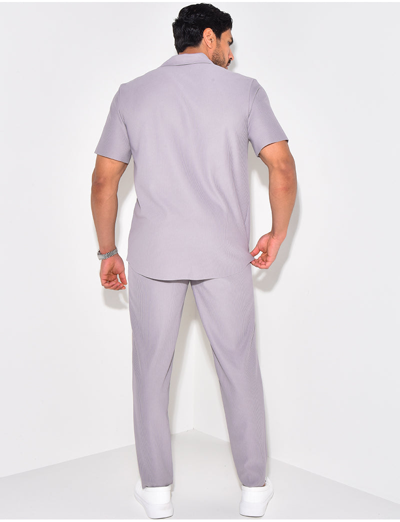 Ensemble pantalon et chemise plissé
