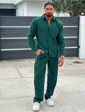 Ensemble pantalon et chemise plissé