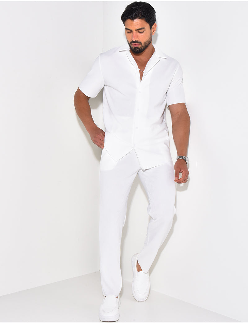 Ensemble pantalon et chemise plissé