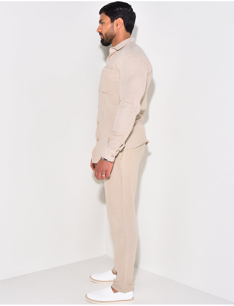 Ensemble pantalon et chemise texturé