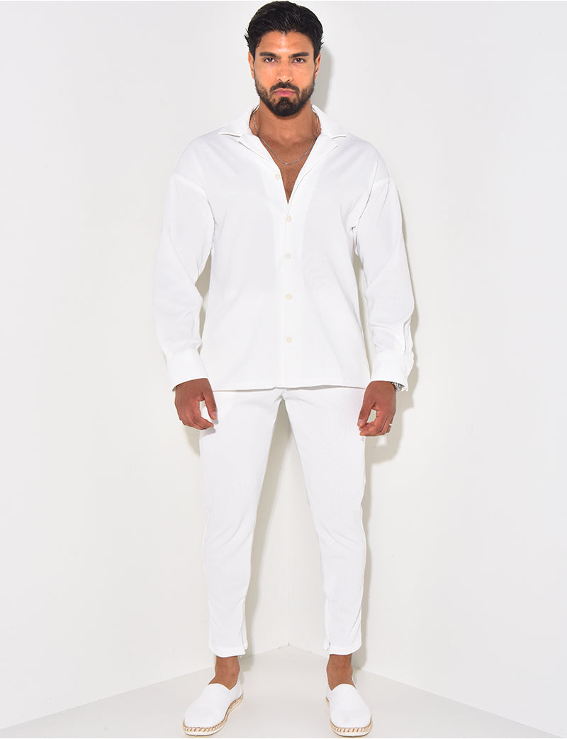 Ensemble pantalon et chemise texturé