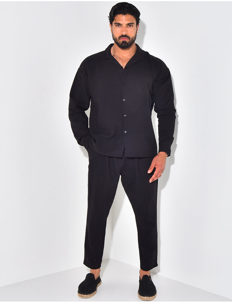 Ensemble pantalon et chemise texturé