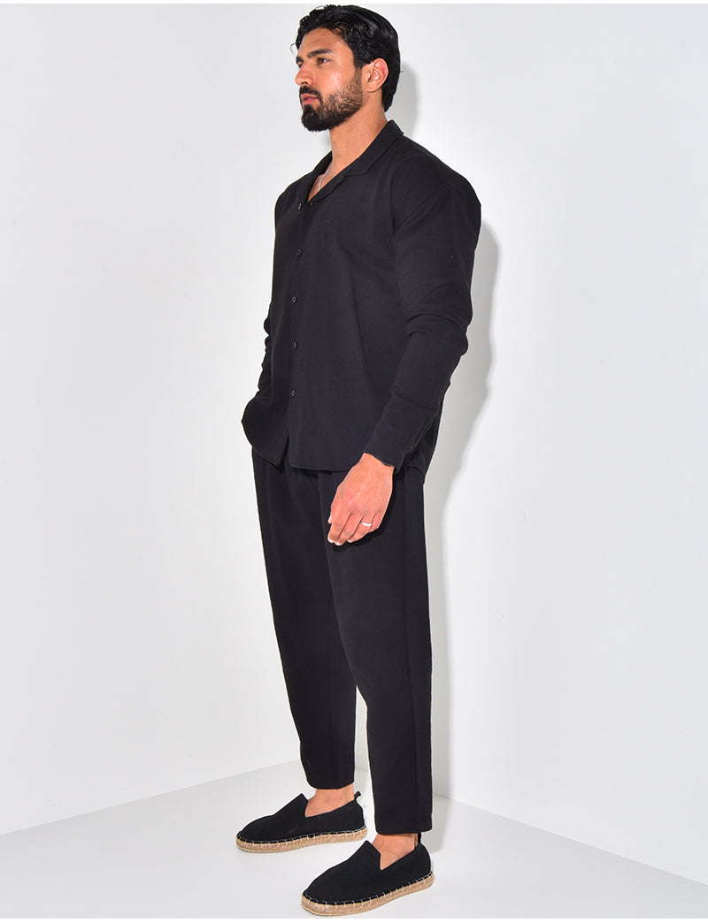 Ensemble pantalon et chemise texturé