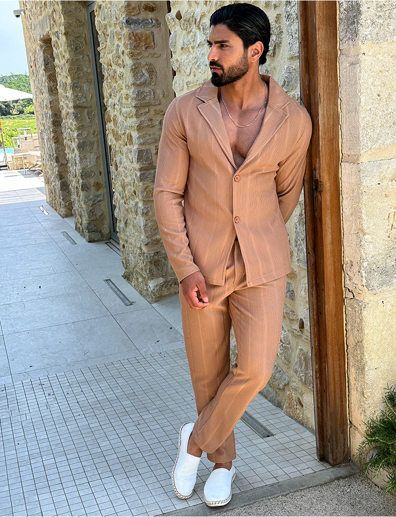 Ensemble pantalon et chemise texturé