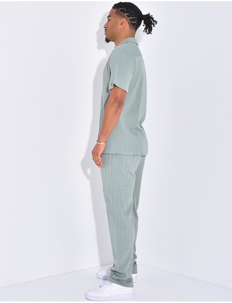 Ensemble pantalon et chemise texturé