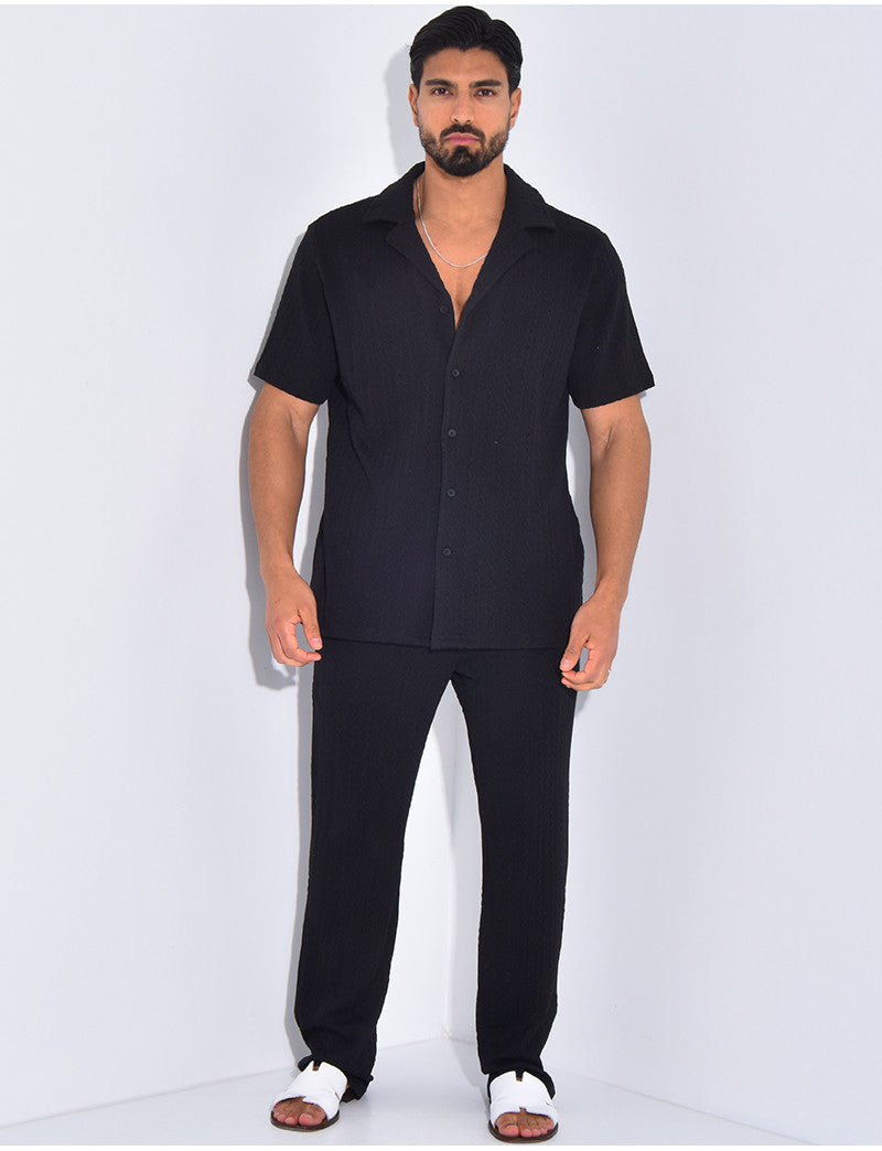 Ensemble pantalon et chemise texturé