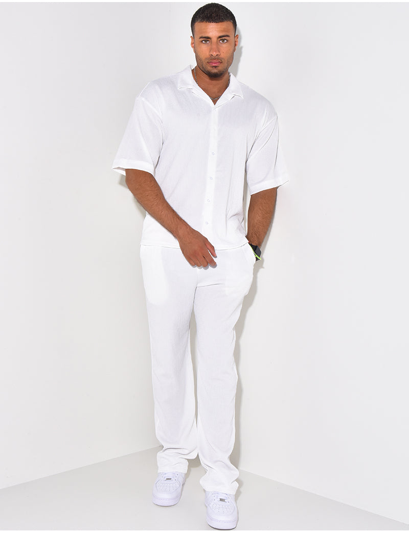 Ensemble pantalon et chemise texturé