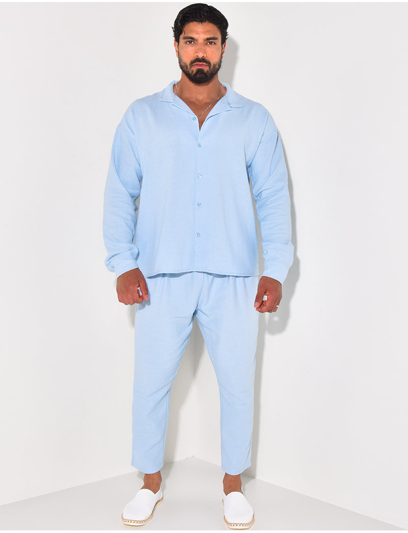 Ensemble pantalon et chemise texturé