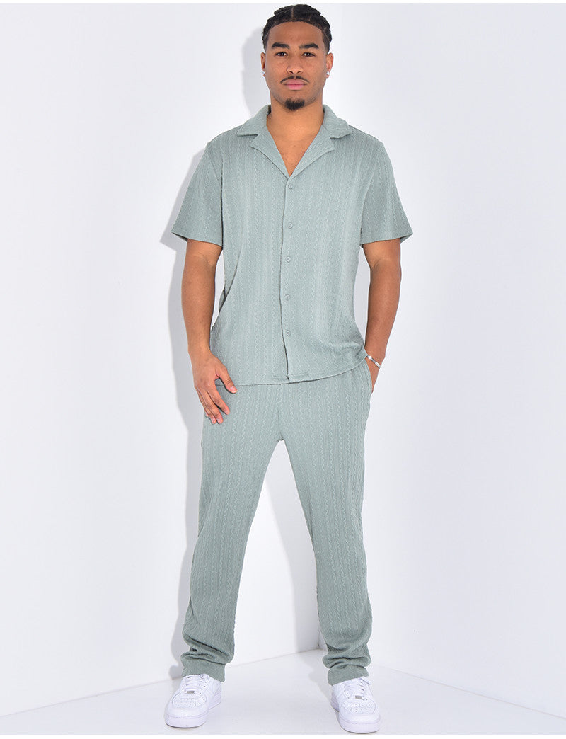 Ensemble pantalon et chemise texturé