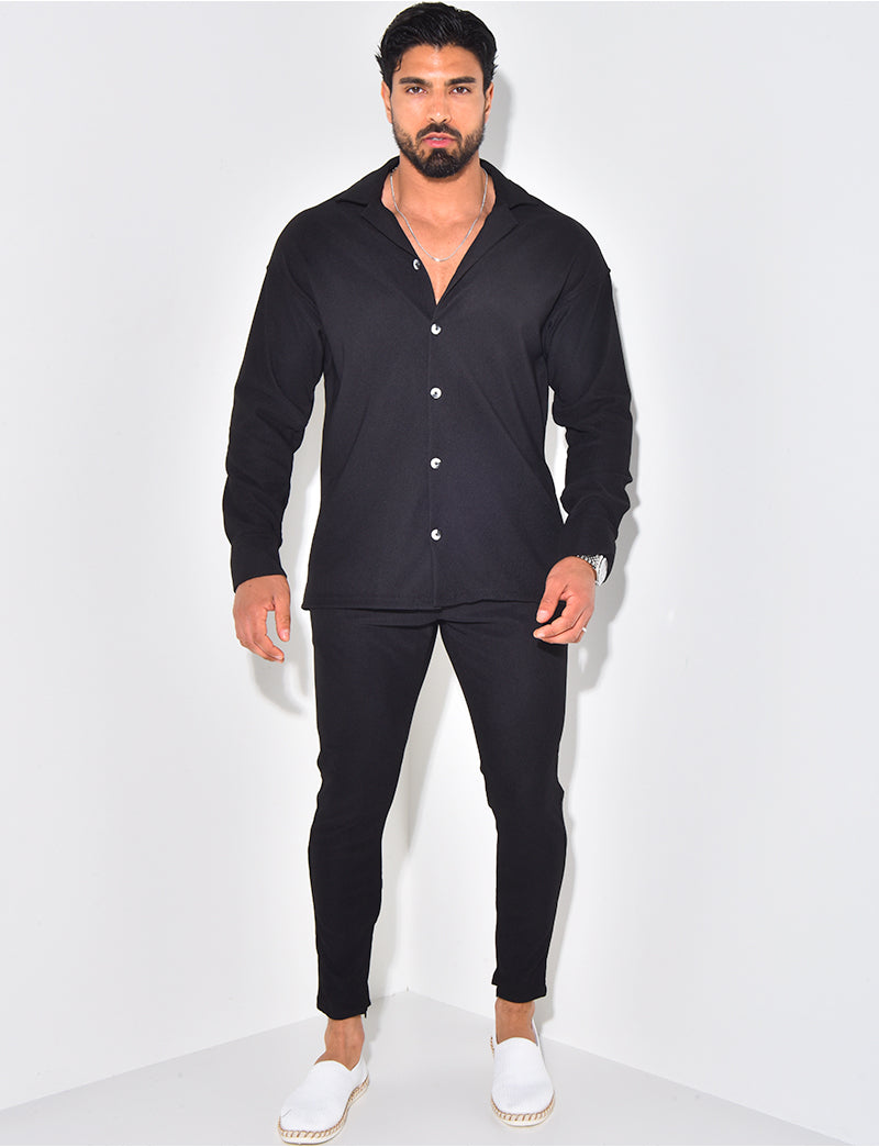 Ensemble pantalon et chemise texturé