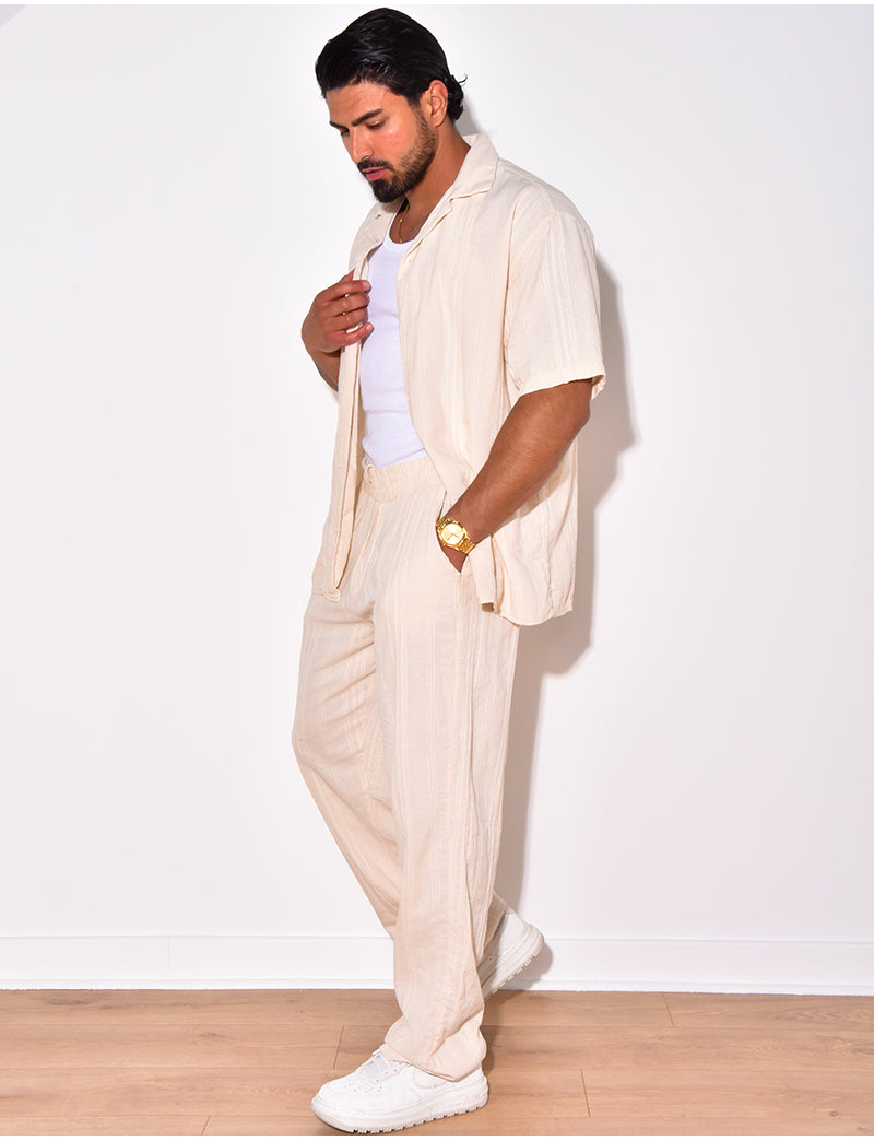 Ensemble pantalon et chemise texturé