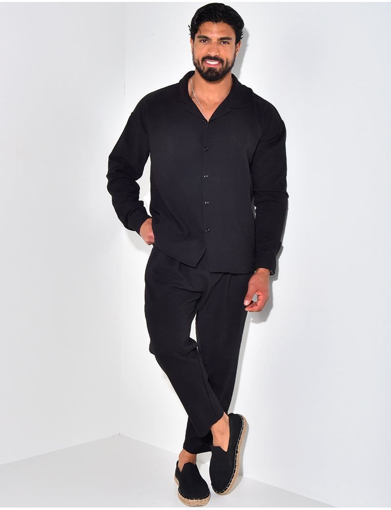 Ensemble pantalon et chemise texturé