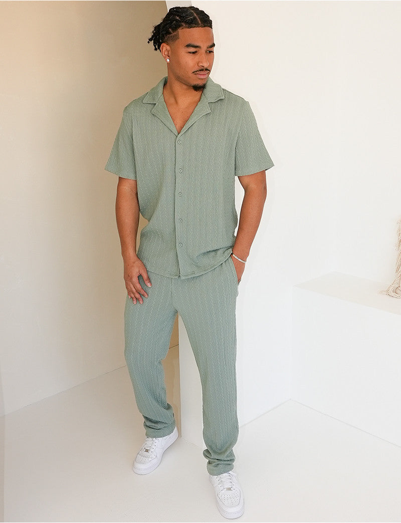 Ensemble pantalon et chemise texturé