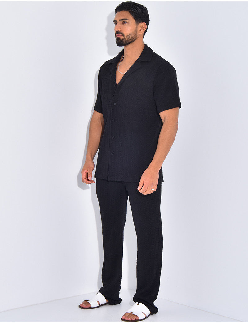Ensemble pantalon et chemise texturé