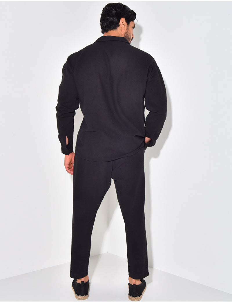 Ensemble pantalon et chemise texturé