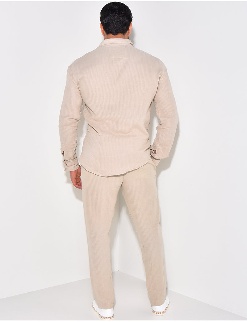 Ensemble pantalon et chemise texturé