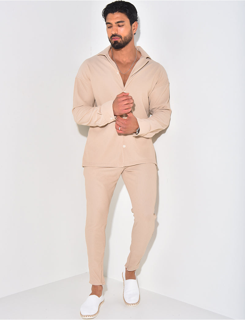 Ensemble pantalon et chemise texturé